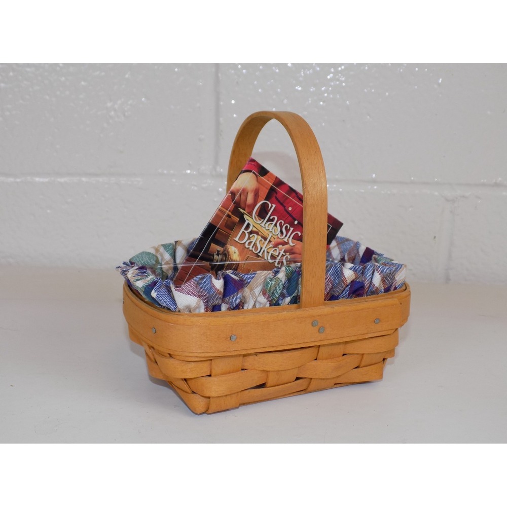 Parsley Booking Basket w/ Plaid Liner Protector & Card 2000 Longaberger Vintage - Picture 4 of 16